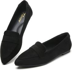 Amazon.com | Tilocow Loafers for Womens Slip On Pointed Toe Flats Comfortable Fashion Work Business Casual Shoes Size 9 Suede Black | Loafers & Slip-Ons Black Suede Loafers, Business Casual Shoes, Black Loafers, Pointed Toe Flats, Comfortable Fashion, Slip Ons, Business Casual, Casual Shoes