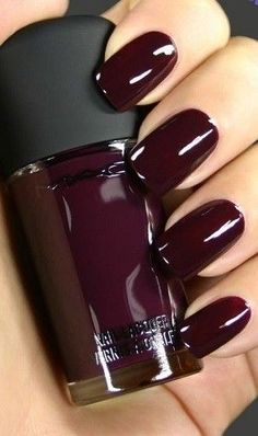 Dark Polish - Winter Beauty Trends To Try  - Photos Burgundy Nail Polish, Burgundy Nails, Fall Nail Colors, Girls Nails, Nail Arts, Purple Nails