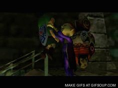 an animated image of two people hugging each other on a stair case in a video game