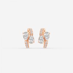 EAGTXE09185-GP4 Solitaire Earrings, Jewellery Box Making, Rose Ring, Pear Diamond, Latest Jewellery, Sustainable Jewelry, Huggie Hoop Earrings, Baguette Diamond, Diamond Studs