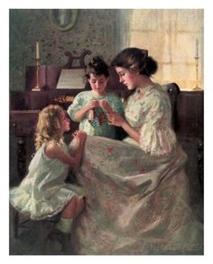 The gentle instructions of a mother: what a beautiful painting! Wish I had a framed copy of this. - The First Stitch Art by Francis Day at AllPosters.com Sewing Art, Stitching Art, Teaching Art, Mother And Child, Mothers Love, American Artists, Beautiful Paintings, American Art, A Child