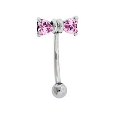 Shop eyebrow jewelry and more at PiercedOwl.com Pink Eyebrow Piercing, Crystal Gauges, Curved Eyebrows, Eyebrow Jewelry, Tragus Daith, Pregnancy Belly Rings, Fake Nose Rings, Fake Nose, Facial Piercings