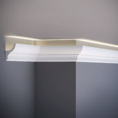 Crown Moulding with Led Duct, Each Pieces 240x7,2cm/9,4''Wx2,8''H White Lowes Crown Moulding, Cornice Molding (Light not Included), Wall Moldings, Wall Molding Design It's a special kind of board that you can use to make your walls look fancy. It comes in a nice white color and has a smooth and sleek design. You can use it to decorate your walls and make them look even better. *If you order less than 5 pieces, we will cut each piece in half.  The Cornice Molding is made from a strong material ca Crown Molding Lights, Crown Molding Modern, Modern Crown Molding, Wall Moulding Panels, Wall Molding Design, Molding Design, Cornice Moulding, Ceiling Trim, Crown Moulding