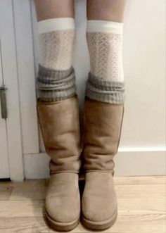 ugg boot aesthetic winter boots fall boots leg warmers boot socks gray socks white stockings coquette fall coquette winter outfit inspo boot outfit Brown Stockings Outfit, Peppermint Princess, Worst Outfits, Mode Indie, Boots Amazon, Ugg Classic Tall, Fashion Fails, Cinnamon Girl, Uggs Outfit