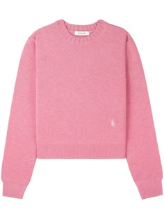 flamingo pink cashmere knitted construction embroidered logo to the front crew neck long sleeves ribbed cuffs and hem straight hem Pink Wardrobe, Pink Cashmere Sweater, Flamingo Pink, Cashmere Jumper, Sporty And Rich, Men Fashion Casual Outfits, Warm Outfits, Dream Clothes, Pink Sweater