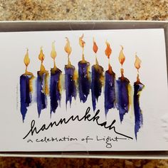 a card with candles on it that says, hanukkah celebration of light