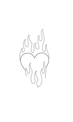 the outline of a heart with flames on it