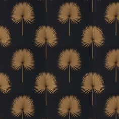 a black and gold wallpaper with lots of brown dandelions in the middle