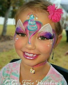 Unicorn Costume Kids, Girl Face Painting, Unicorn Themed Birthday Party, Face Painting Easy, Kids Face Paint, Unicorn Makeup