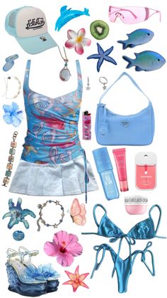 #outfitinspo #beauty #summeraesthetic #summer2024 #vondutch #prada #soldejaneiro #laneige #pinksummer #bluesummer Pink Summer, Pretty Outfits, Aquamarine