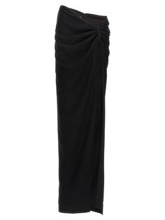 'Torpedo' long skirt with maxi front split, asymmetric waist, draping detail. Composition: