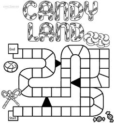 a coloring page with the words candy land on it