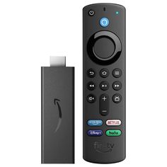 an amazon fire tv remote next to the box