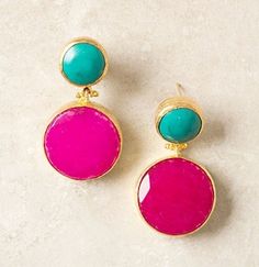 Anthropologie Accessories Ideas, Colorful Earrings, All That Glitters, Southern Charm, Pink Earrings, Fashion Mode, Turquoise Earrings, Handmade Accessories, Beautiful Jewelry