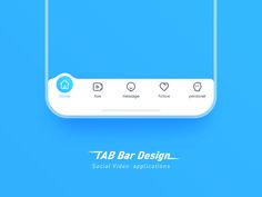 the tab bar design app is displayed on a phone screen with icons and text below it