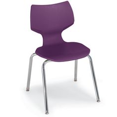 a purple classroom chair with chrome legs