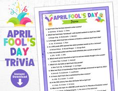 an image of a printable april fool's day trivia