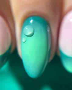 wintery greens with 3d water droplet details 💧🌿🌱🍃🌊 rings from @luvaj ✨ #nails #nailinspo #nailart #naildesign #nailart #winternails #autumnnails #greennails #fallnails #nailsnailsnails #nailsofinstagram Water Droplet Nails