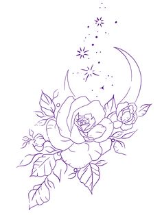 a rose and crescent tattoo design