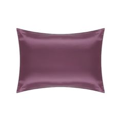 an image of a purple satin pillow on a white background with copy space in the bottom right corner