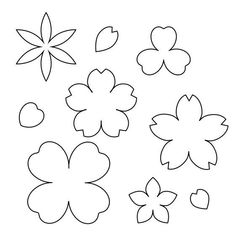 four different shapes of flowers with hearts and leaves on the top one is black and white