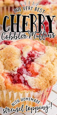 Cobbler Muffins, Easy Cherry Cobbler, Sweet Muffins, Muffin Flavors, Cherry Muffins, Dessert For Breakfast, Bakery Style Muffins, Canning Cherry Pie Filling, Breakfast Easy