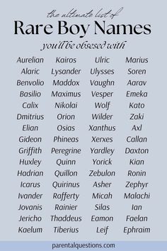 an image of the names of rare boy names