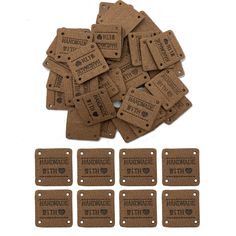 PRICES MAY VARY. Supply Scope: 40 pcs pu leather handmade label Made of quality faux suede leather Color: darkbrown Size: 2.5x2.5cm Application: These leather tags widely using for your christmas gifts, holiday gifts, jewelry, crochet knitting, sewing projects; Ideal choice for handmade projects like clothing embellishment , sewing patchwork, bag, wallet, purse, doll cloth decors etc Warmly Tips: No recommended washing garments with leather label at higher temperature Embossed Crochet, Crochet Tags, Diy Jean Bag, Crochet Market, Diy Jeans, Jeans Bags, Leather Label, Jeans Diy, Jeans Bag