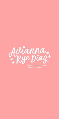 the words arianna, kye diag written in white on a pink background