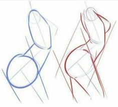 three different types of legs and arms, one is drawn in blue and the other has red