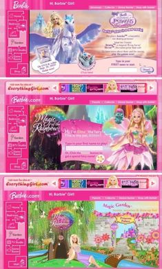 the barbie princess website is shown in pink