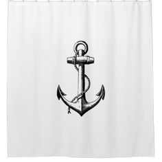 an anchor drawn on a white shower curtain