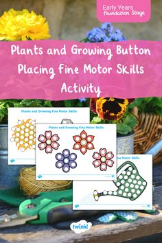 This Plants and Growing Button Placing Fine Motor Skills Activity is ideal as part of a plants and growing topic and is a lovely way to help your EYFS children develop their hand-eye coordination. Year 1 Plants Activities, Planting And Growing Eyfs Activities, Plants Fine Motor Activities, Eyfs Growing Topic, Funky Fingers Eyfs Motor Skills, Tuff Tray, Motor Skills Activities