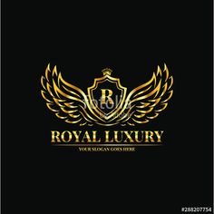 the royal luxury logo with golden wings