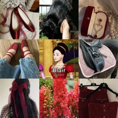 there are many different pictures of shoes and purses