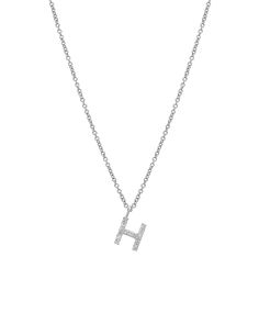 14K White Gold Diamond Initial Necklace, Letter Necklace Letter H Necklace, H Necklace, 14k Gold Initial Necklace, Dainty Initial Necklace, Diamond Initial Necklace, Heart Necklace Diamond, Letter H, Solid Gold Necklace, Initial Necklace Gold