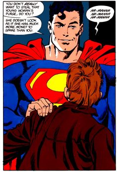 a comic page with superman being hugged by a woman