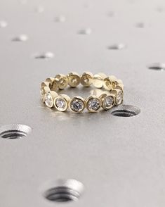 a close up of a ring on a table