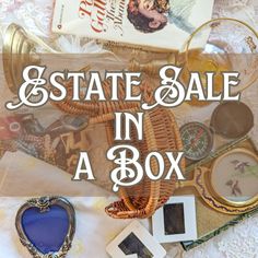 the estate sale in a box is on display