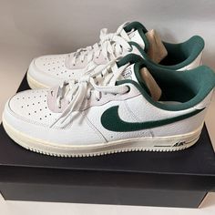 Nike Air Force 1 '07 Lx Dr0148-102 Unisex Retro Sneakers Shoes Brand New With Box Men's Size: Us 11; Womens: 12.5; Uk 10; Eur 45 & Br 43 Color: Summit White/White/Coconut Milk/Gorge Green In Sneaker History, Few Styles Last. Only 1 Transcends Every Erathe Nike Air Force 1 '07 Lx. Celebrate Perfection With The B-Ball Original That Delivers What You Know Best: Woven Fabric, Bold Details And Some Extra Flash To Keep You Shining. Air Force 1 Outfit, Air Force Shoes, Hams, Nike Air Force 1 07, Green Sneakers, Nike Air Force Ones, Mens Nike Shoes, Nike Green, Retro Sneakers