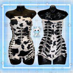 Cow print braided bodysuit size small/medium  ˚ʚ♡ɞ˚ Summer Fitted Strapless Bodysuit, Summer Strapless Fitted Bodysuit, Fitted Strapless Summer Bodysuit, Trendy Fitted Strapless Bodysuit, Cow Print Outfit, Cow Outfits, Punk Style Outfits, Strapless Romper, Punk Style