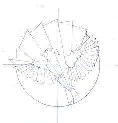 a drawing of a bird flying in the air