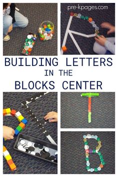 building letters in the blocks center for kids to play with and learn how to use them