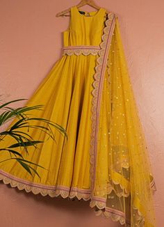 Mustard Yellow Anarkali With Scallop Dupatta Anisha Shetty - Fabilicious Fashion