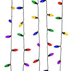 multicolored christmas lights are hanging on a string