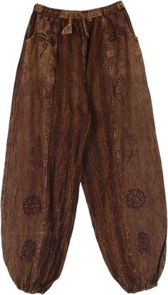 Bear Brown Block Printed Bohemian Harem Pants Looks Hippie, Boho Hippie Style, Bear Brown, Hippie Look, Hippie Style Clothing, Bohemian Handmade, Trendy Skirts