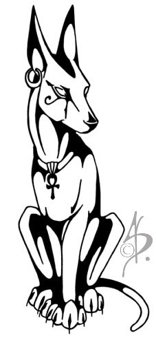 a black and white drawing of a dog sitting on the ground with its eyes open