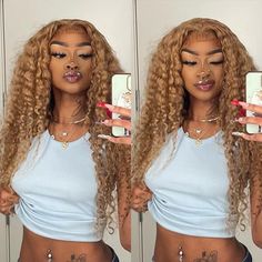 Product Details Item name Honey Blonde 13x4 lace front wig Material 100% raw virgin human hair Density 180% Hair color #27 Honey Blonde Can be dyed? Yes Hair length 14-26 inch Cap size 22.5 inch Hairline pre-plucked with baby hair Last for one more year Straps adjustable Lace Area 13x4 transparent lace #27 Honey Blonde Deep Wave, Honey Blonde Lace Front Wigs, Blonde Deep Wave, 27 Honey Blonde, Small Curls, U Part Wigs, Blonde Lace Front Wigs, Curly Hair Wig, Air Dry Hair