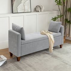 This modern storage bench adds both style and functionality to your entryway or living room. Crafted with a Hand-built frame, it features a rectangular silhouette with clean lines. The bench is upholstered in smooth 100% polyester fabric, lending an art deco touch to your space. The foam-filled seat offers just the right amount of support, while the flip-top design reveals hidden storage for extra blankets and pillows. Pair this bench with other contemporary furniture pieces to enhance your home Bench At End Of King Bed, King Size Bed Modern, End Of Bed Ottoman, Bed Ottoman, Modern Storage Bench, Bed Ottoman Bench, Mini Sofa, Storage Bench Bedroom, End Of Bed Bench