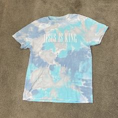 Jesus Is King Shirt! Brand New, Never Worn. Size Medium, From Elevation Faith Shop. Super Cute Purple And Blue Tie Dye With “Jesus Is King” Printed On The Front. Jesus Is King Shirt, Jesus Is King, King Shirt, Blue Tie, Jesus Is, Blue Tie Dye, Christian Clothing, Shirt Brand, Clothing Brand